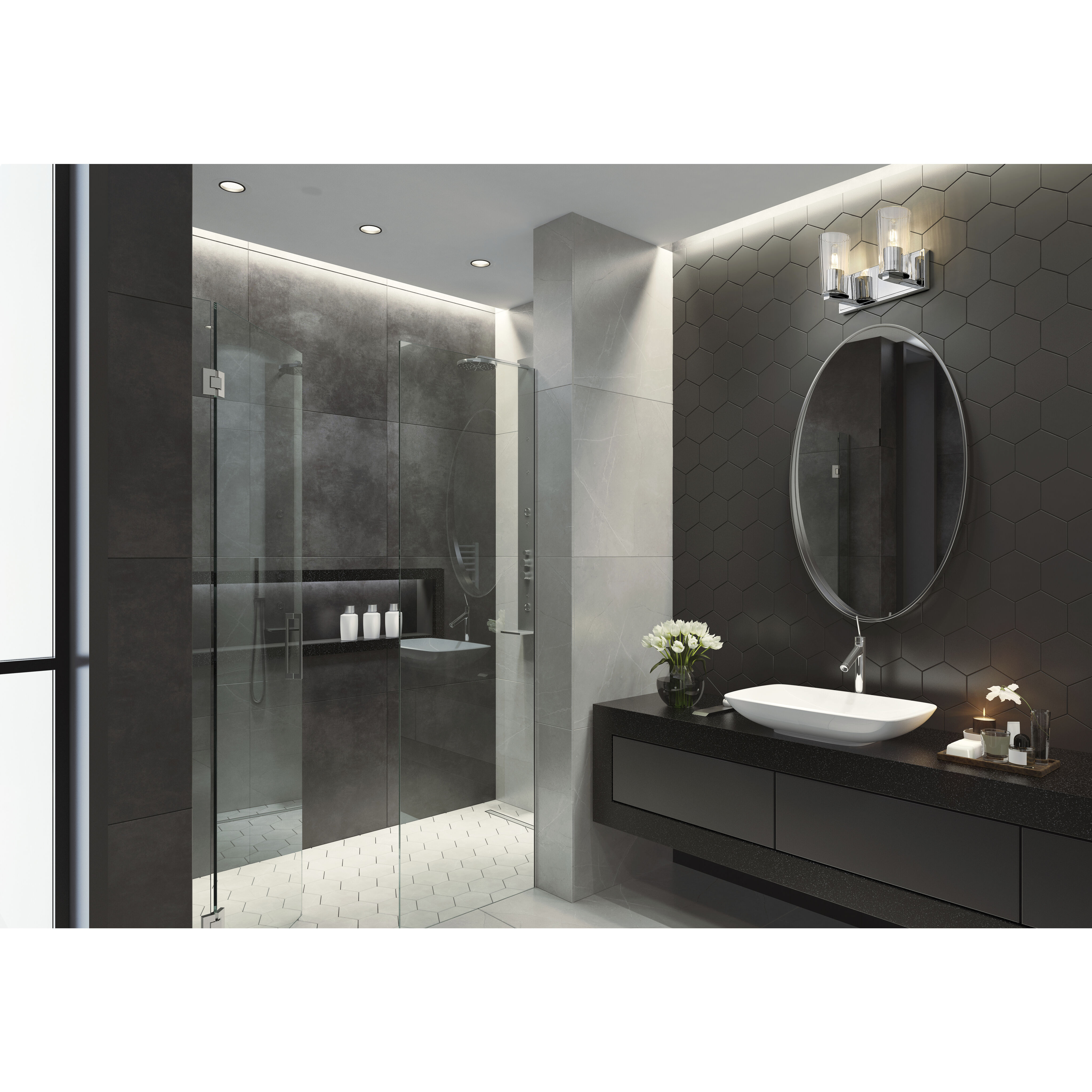 Titus 2 Light 16 inch Chrome Bath Vanity Light Wall Light