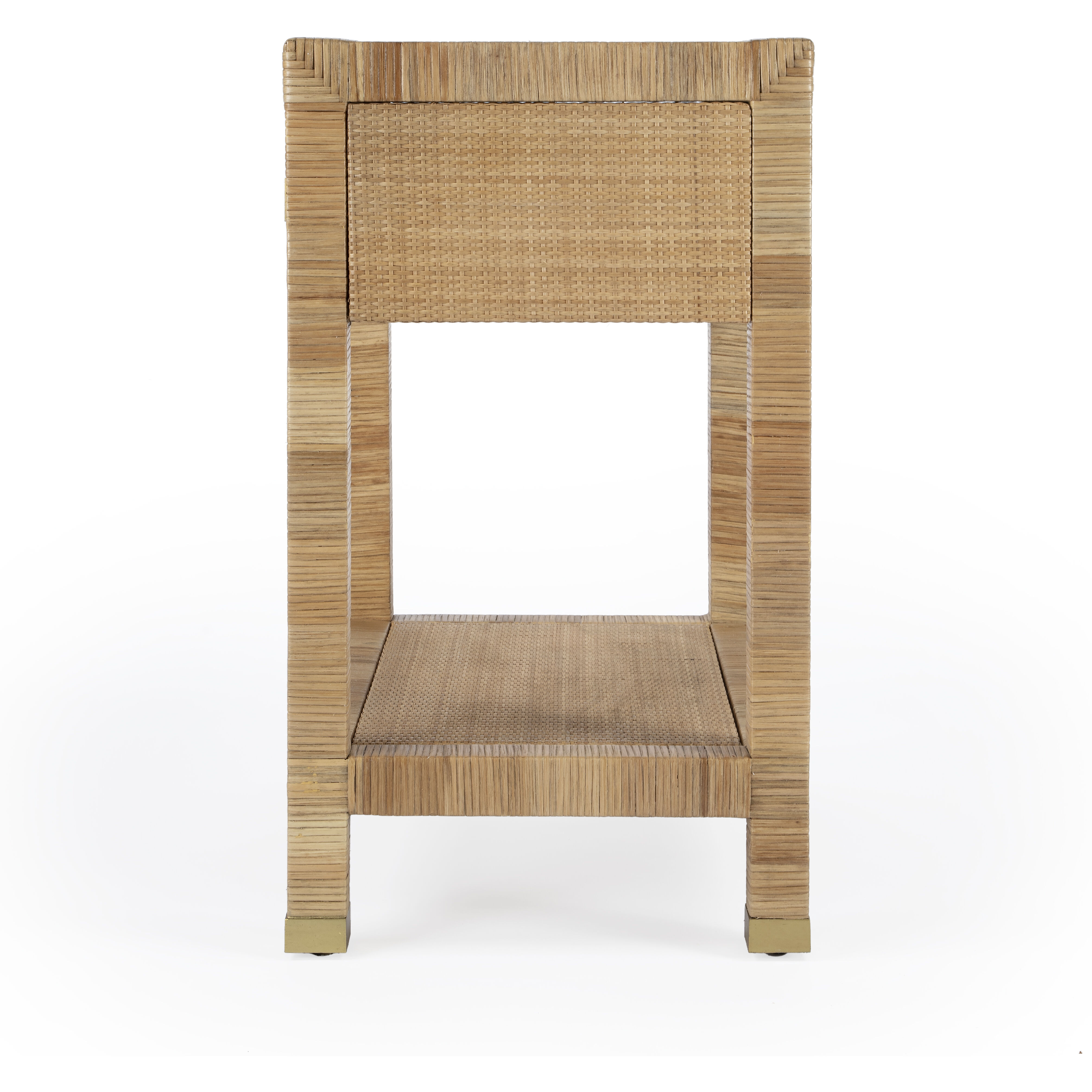 Corfu 1 Drawer Natural Rattan Nightstand in Natural and White