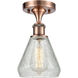 Ballston Conesus LED 6 inch Antique Copper Semi-Flush Mount Ceiling Light, Ballston