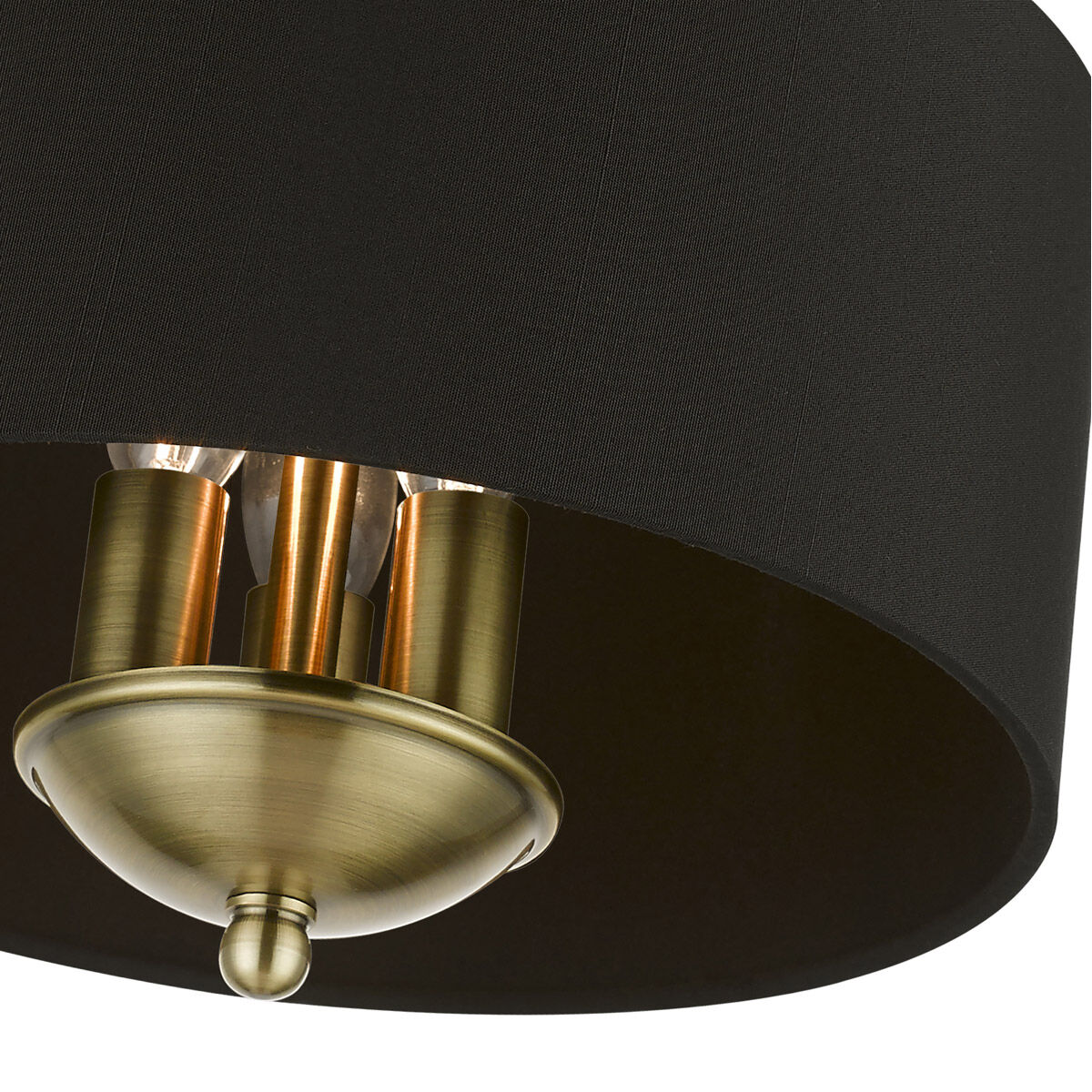 Huntington 3 Light 12 inch Antique Brass Semi-Flush Mount Ceiling Light