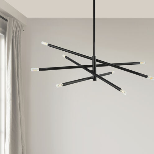 Wand 8 Light 50 inch Matte Black Chandelier Ceiling Light