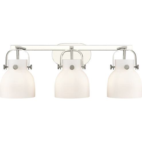 Pilaster II Bell 3 Light 26.5 inch Polished Nickel Bath Vanity Light Wall Light in Matte White Glass