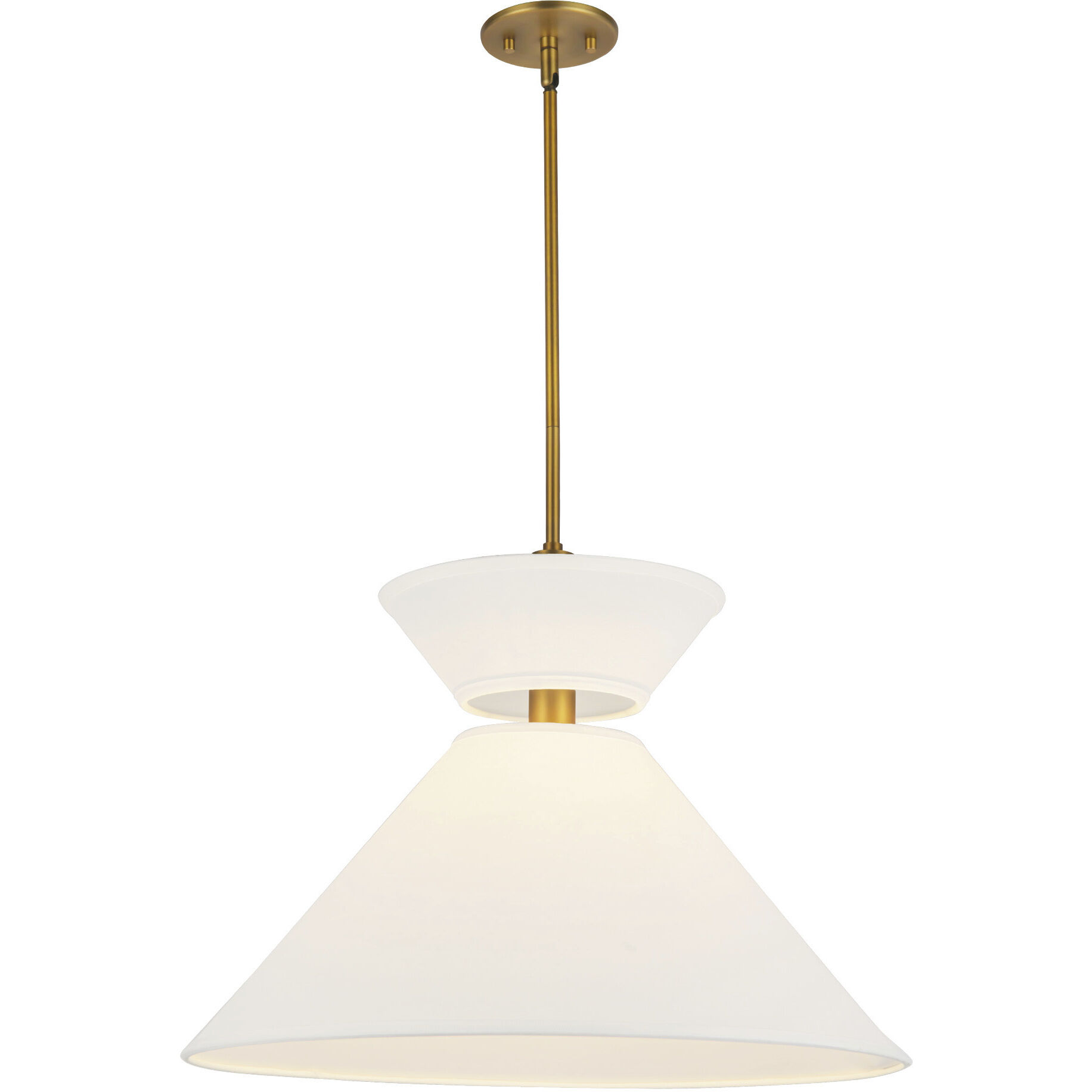 Alora Mood Chapelle Pendant Ceiling Light in Aged Gold and White Linen