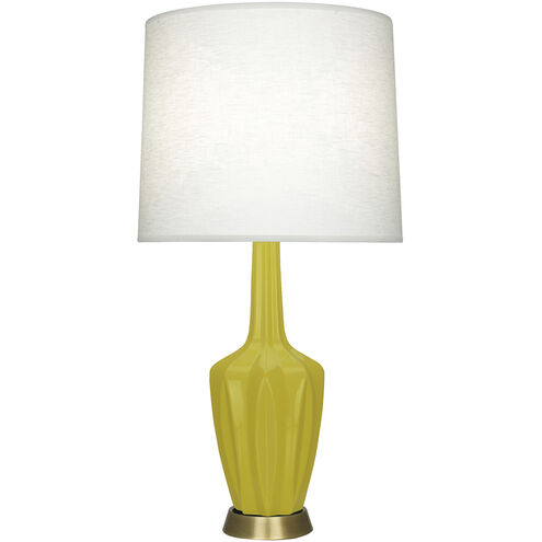 Emma 30 inch 150.00 watt Citron Glazed Ceramic with Warm Brass Accent Lamp Portable Light