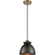 Ballston Adirondack 1 Light 8 inch Brushed Brass Mini Pendant Ceiling Light in Incandescent, Matte Black, Ballston