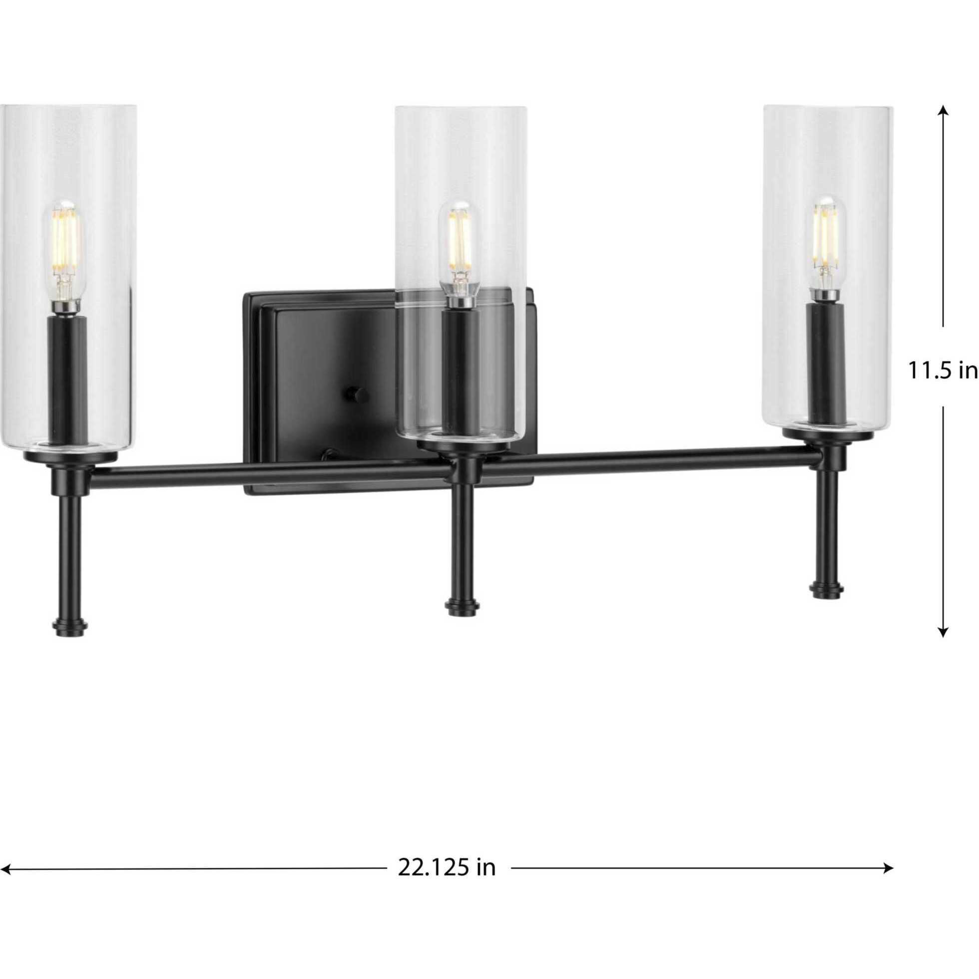 Elara 3 Light 22 inch Matte Black Bath Vanity Wall Light