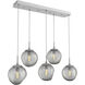 Aster Incandescent 5 Light Classic Silver Linear Pendant Ceiling Light in Smoke Aster, Multi-Pendant