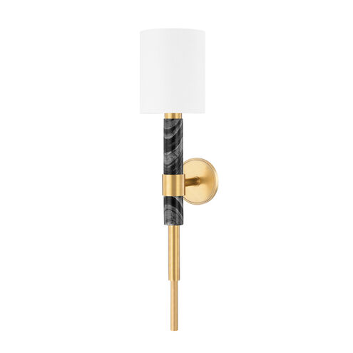 Solstice 1 Light 7 inch Vintage Brass & Black Marble Wall Sconce Wall Light
