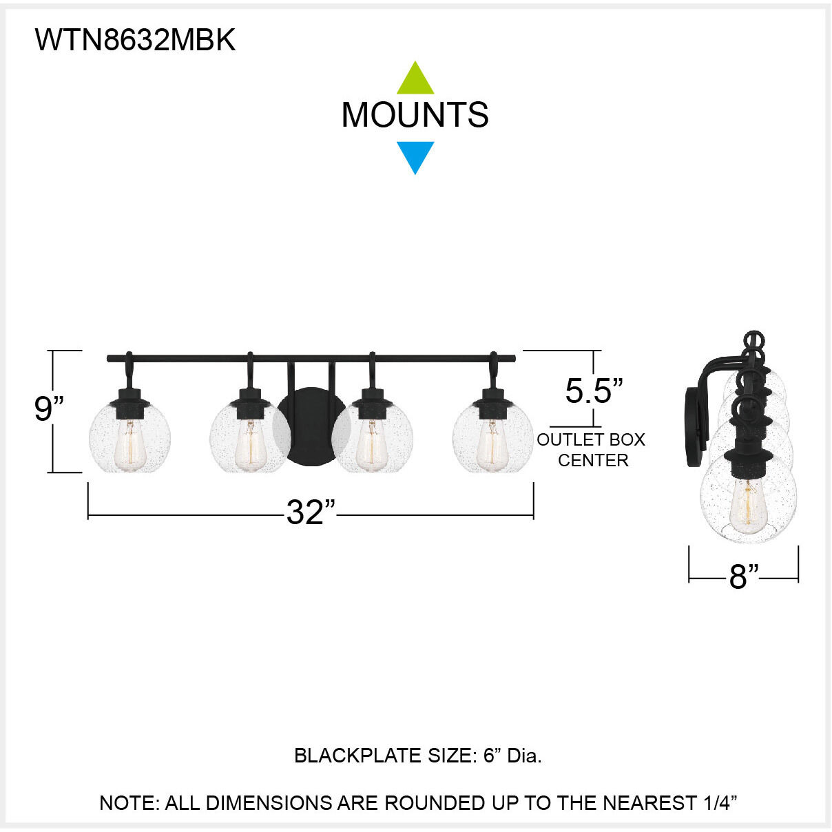 Winston 4 Light 32 inch Matte Black Bath Light Wall Light, Extra Large