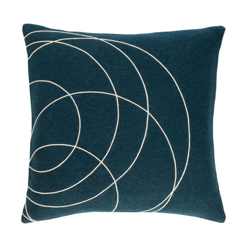 Solid Bold 20 X 20 inch Dark Blue and Cream Throw Pillow