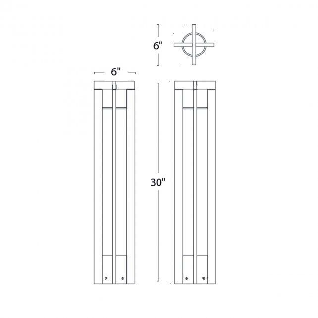 Chamber 12 5.5 watt Black Bollard Lighting in 2700K, WAC Landscape