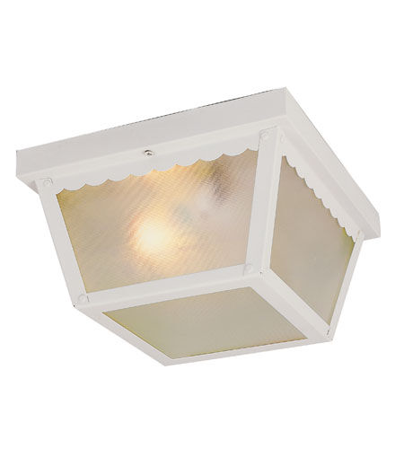 Samantha 1 Light 8 inch White Outdoor Flushmount Lantern in White Frosted Glass Lightly Frosted