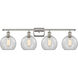 Ballston Athens 4 Light 36 inch Polished Nickel Bath Vanity Light Wall Light in Clear Glass, Ballston