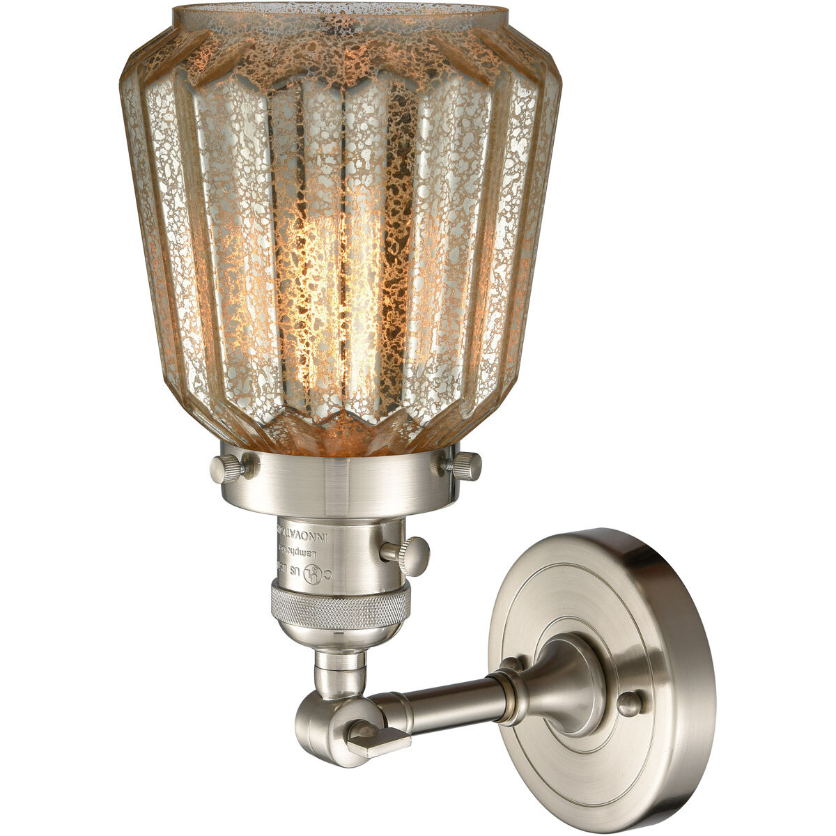 Franklin Restoration Chatham 1 Light 6 inch Brushed Satin Nickel Sconce Wall Light in Mercury Glass, Franklin Restoration