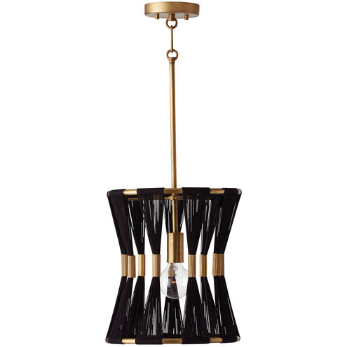 Bianca 1 Light 12 inch Black Rope and Patinaed Brass Pendant Ceiling Light
