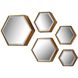 Hexagonal 15.75 X 13.75 inch Gold with Mirror Wall Mirror, Set of 5