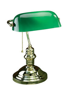 Banker 15 inch 13.00 watt Polished Brass Desk Lamp Portable Light