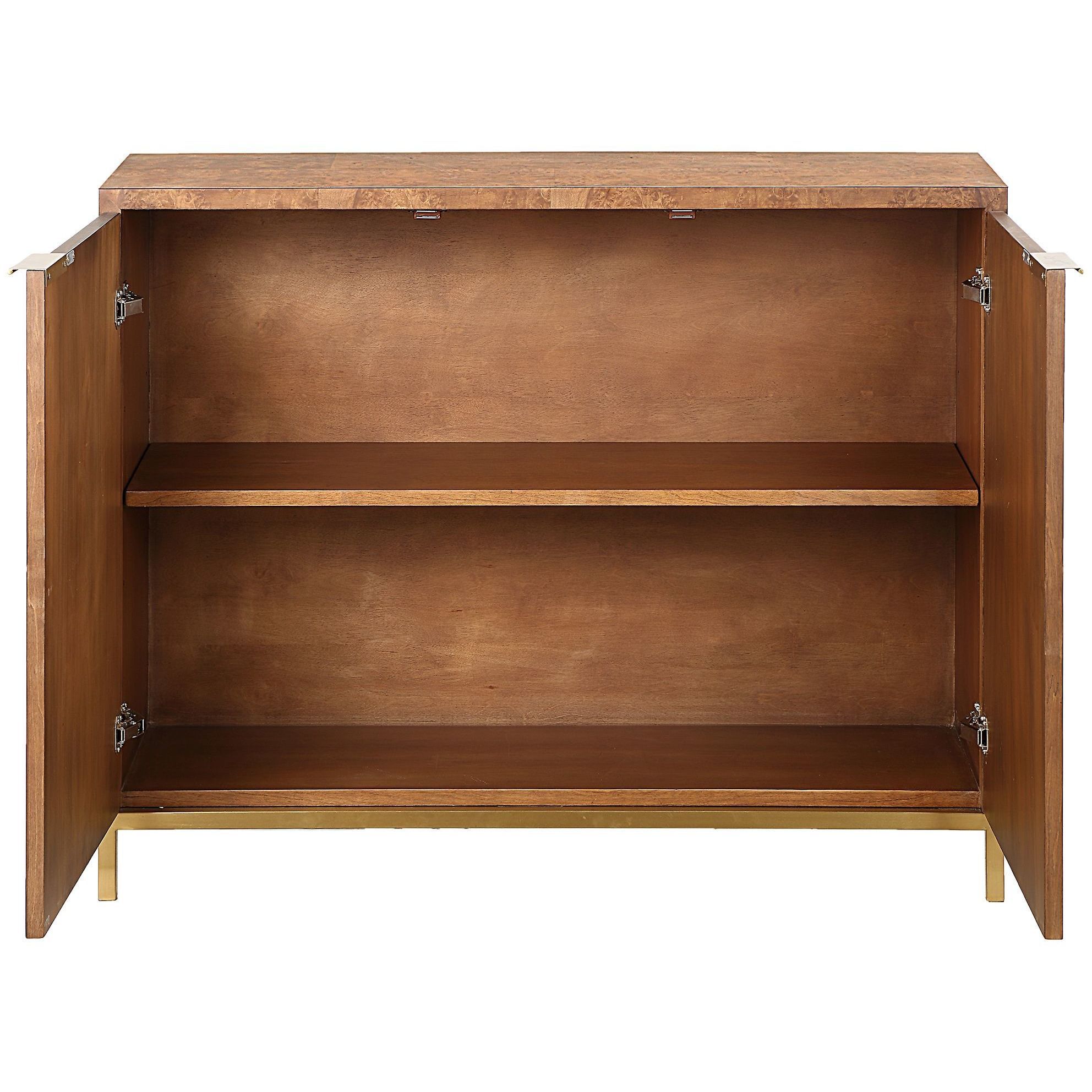 Jethro Burl Veneer and Gold 2 Door Cabinet