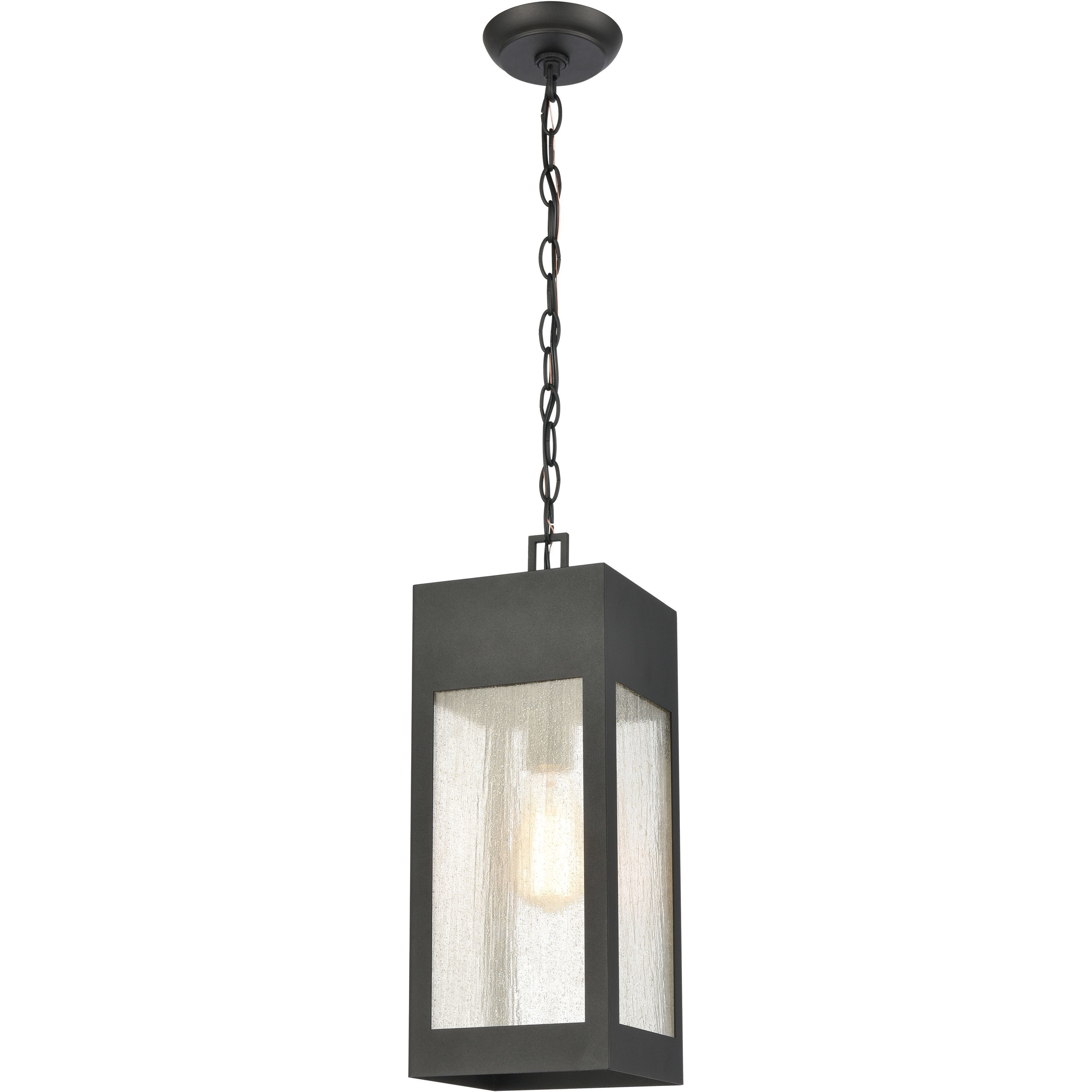 Angus 1 Light 7 inch Charcoal with Clear Outdoor Pendant