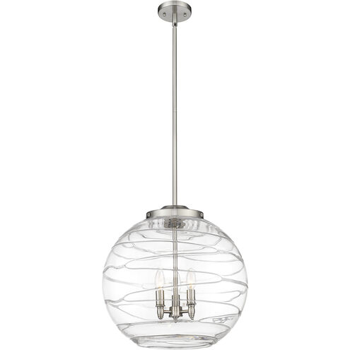 Ballston Athens Deco Swirl 3 Light 17.88 inch Brushed Satin Nickel Statement Pendant Ceiling Light in Incandescent, Clear Deco Swirl