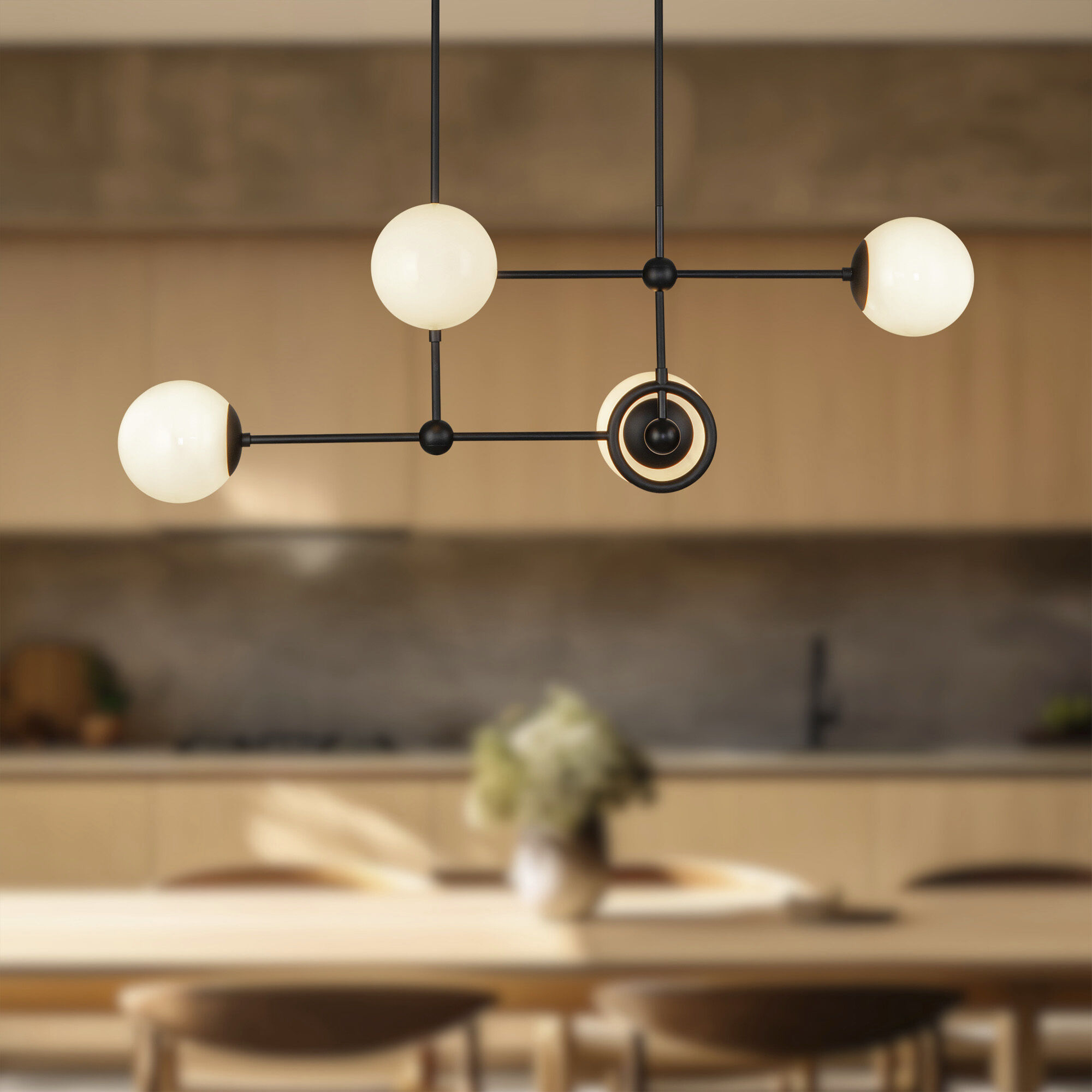 Alora Mood Fiore 4 Light 16.63 inch Matte Black Chandelier Ceiling Light