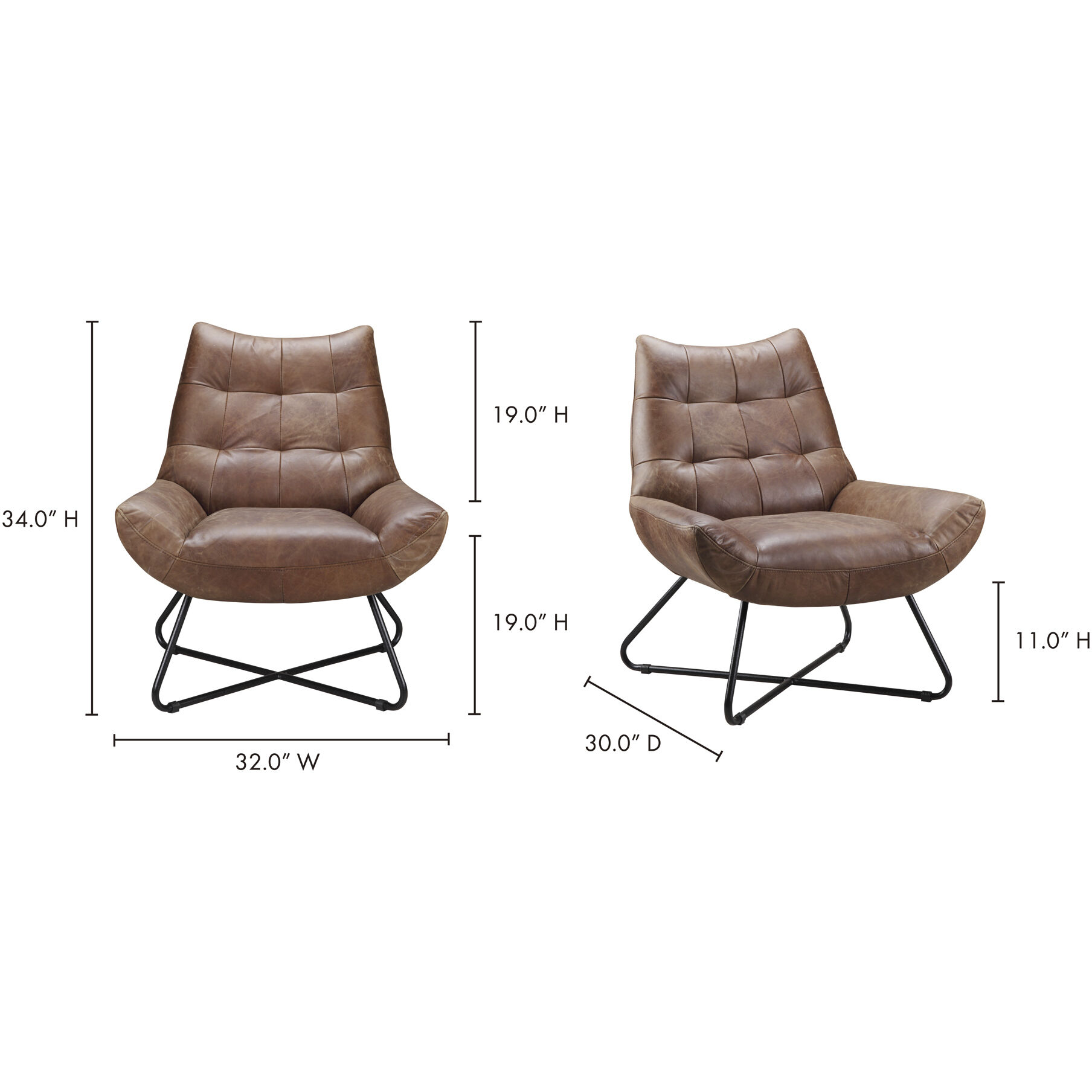 Moe s Home Collection PK 1063 14 Graduate Brown Lounge Chair in
