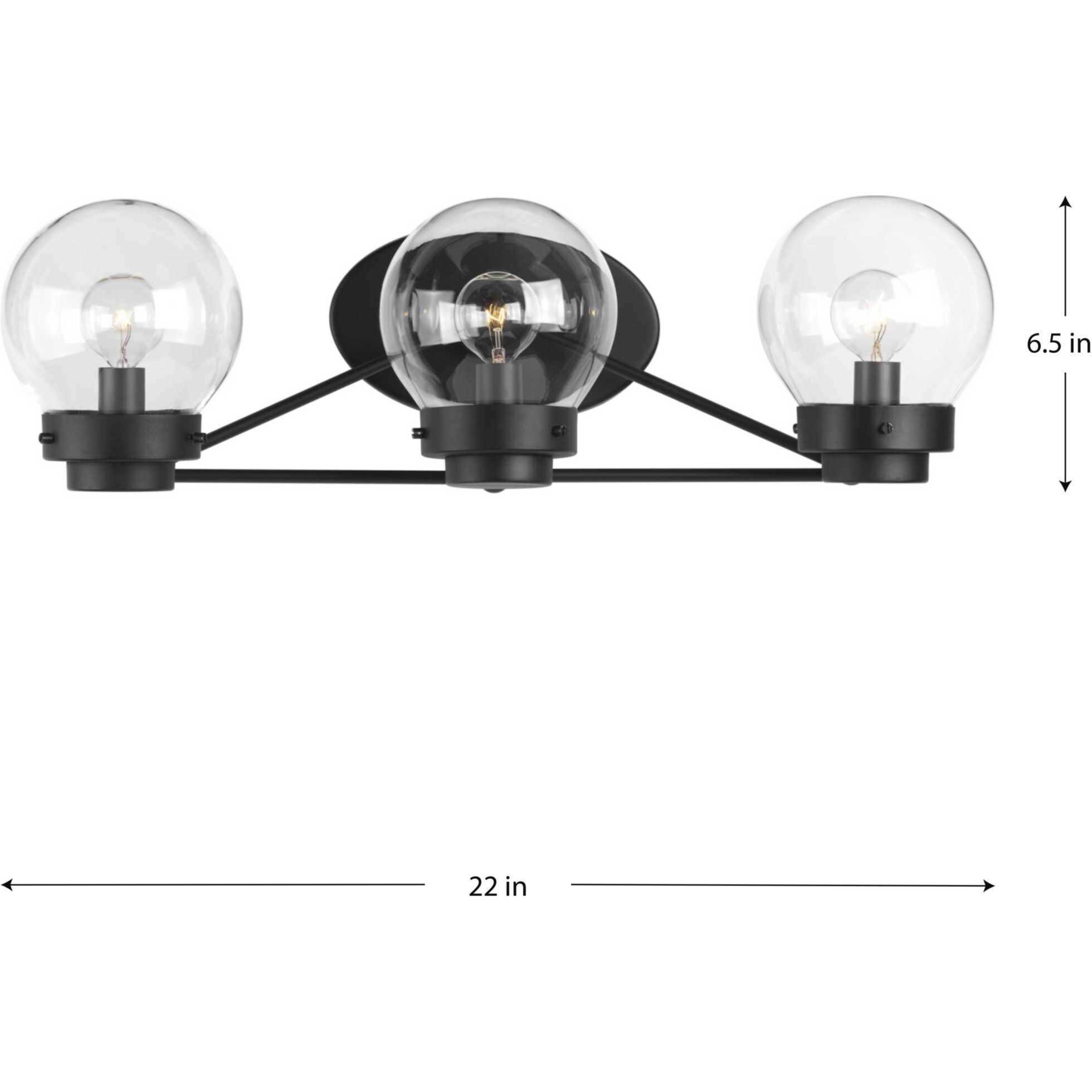 Spatial 3 Light 22 inch Matte Black Bath Vanity Wall Light, Design Series