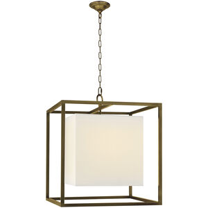 Visual Comfort Signature Collection Eric Cohler Caged 2 Light 22 inch Hand-Rubbed Antique Brass Lantern Pendant Ceiling Light in Linen, Medium SC5160HAB-L - Open Box