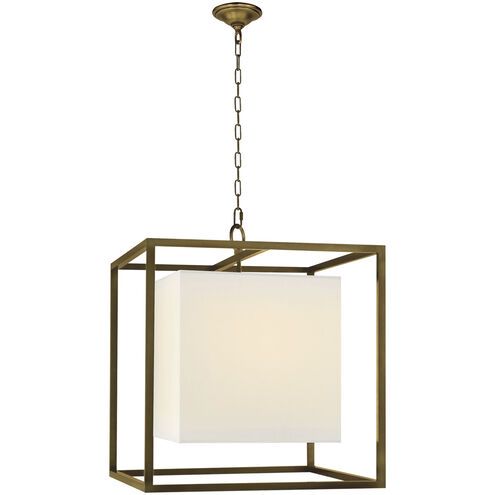 Eric Cohler Caged 2 Light 22 inch Hand-Rubbed Antique Brass Lantern Pendant Ceiling Light in Linen, Medium