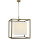 Eric Cohler Caged 2 Light 22 inch Hand-Rubbed Antique Brass Lantern Pendant Ceiling Light in Linen, Medium