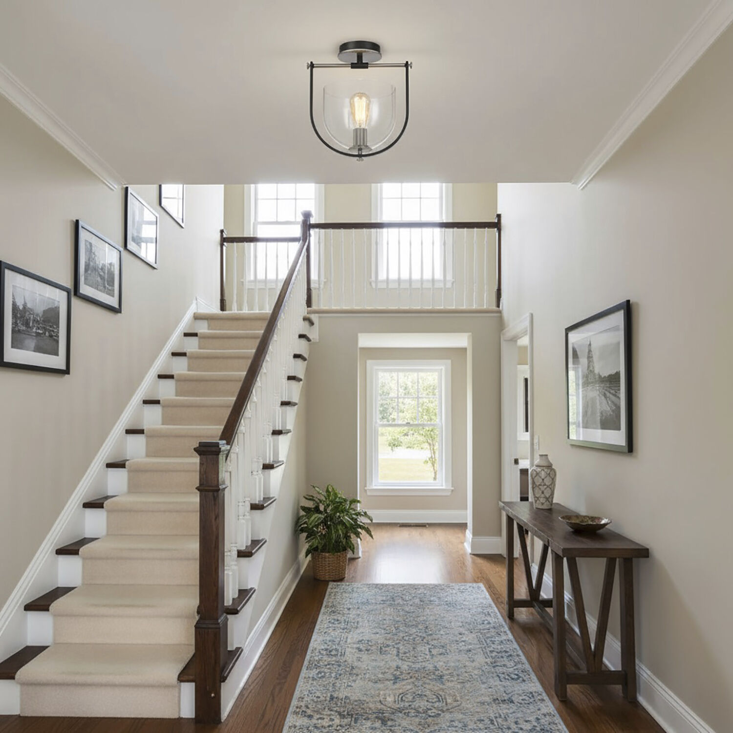 Cheshire 1 Light 8.25 inch Black and Nickel Semi-Flush Mount Ceiling Light