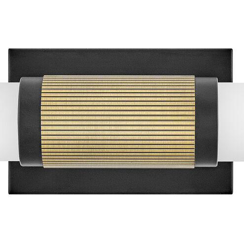 Zevi LED 29 inch Black with Lacquered Brass Vanity Light Wall Light, Vertical