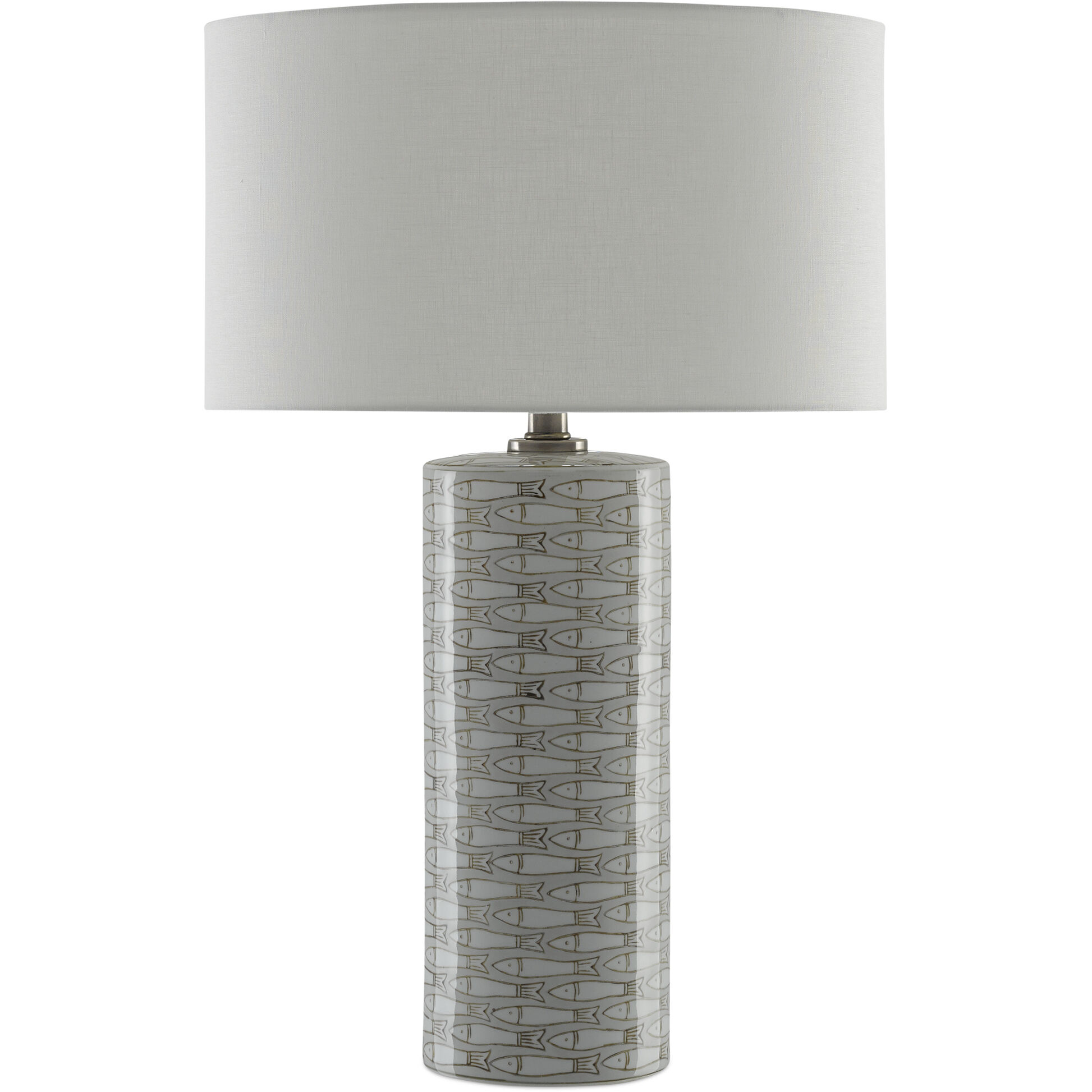 Fisch 25.25 inch 150 watt Gray/White/Antique Nickel Table Lamp Portable Light, Large