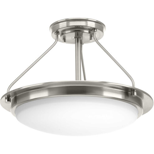 Apogee LED 15 inch Brushed Nickel Semi-Flush Mount Convertible Ceiling Light, Progress LED