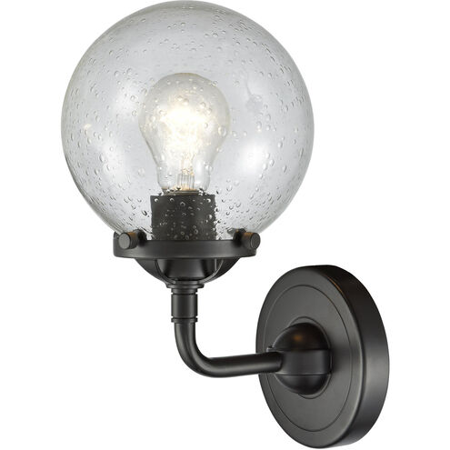 Nouveau Beacon LED 6 inch Oil Rubbed Bronze Sconce Wall Light in Seedy Glass, Nouveau