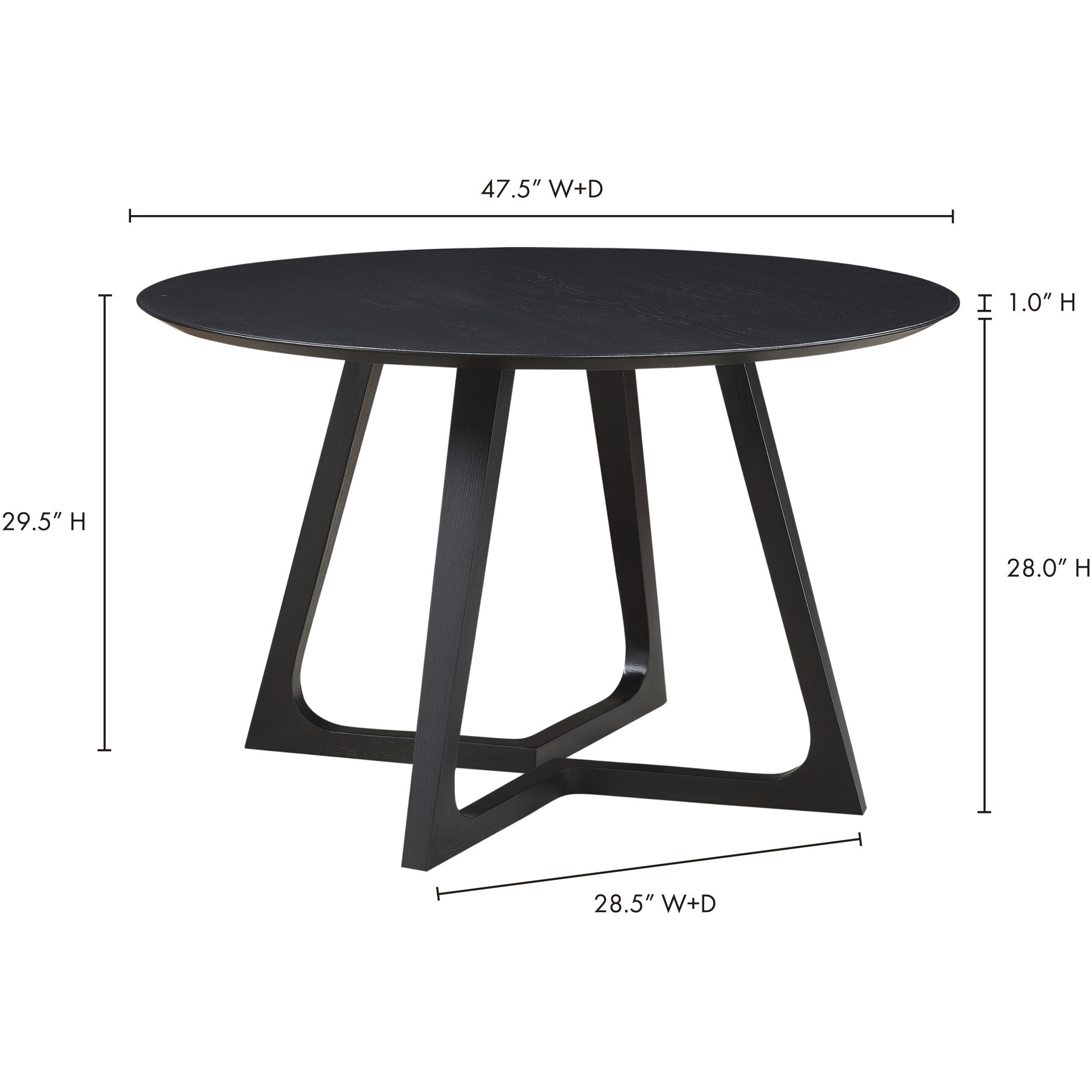 Godenza 47.5 X 47.5 inch Black Dining Table, Round