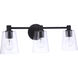 Emilio 3 Light 23 inch Flat Black Vanity Light Wall Light