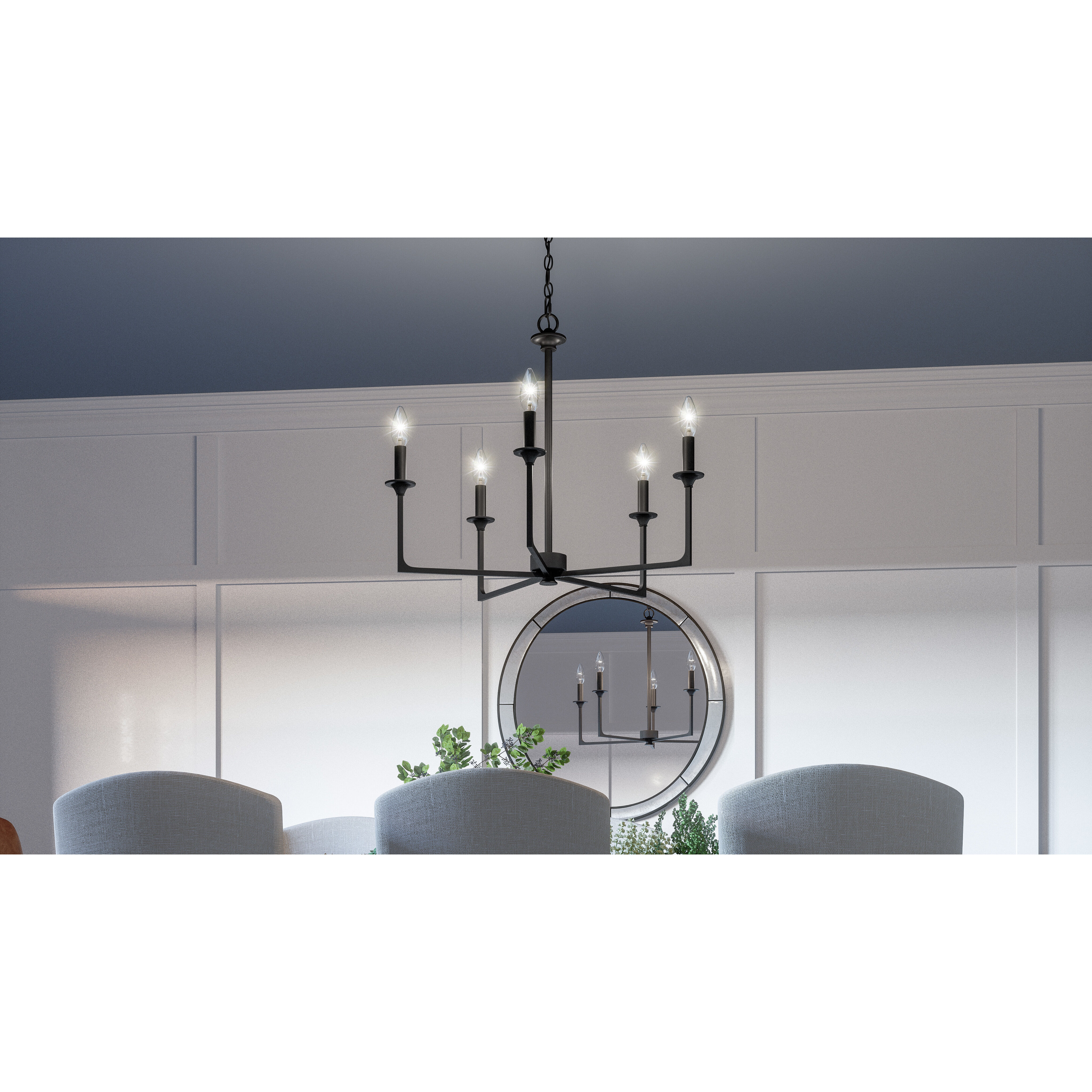 Prescott 5 Light 26 inch Matte Black Chandelier Ceiling Light