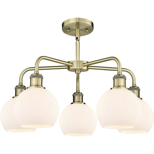 Athens 5 Light 24 inch Antique Brass Chandelier Ceiling Light in Matte White