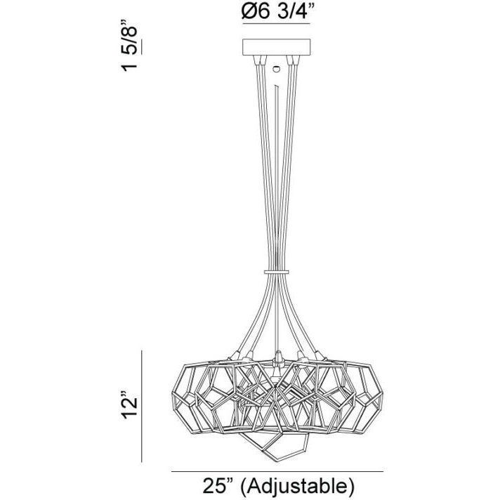Geometry Series 6 Light 25 inch Rusty Black Pendant Ceiling Light