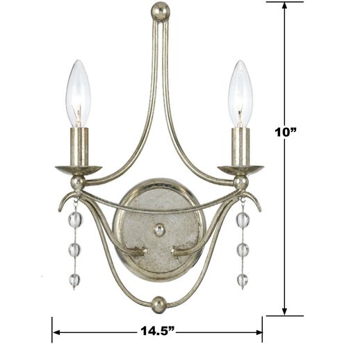 Metro 2 Light 10 inch Antique Silver Sconce Wall Light