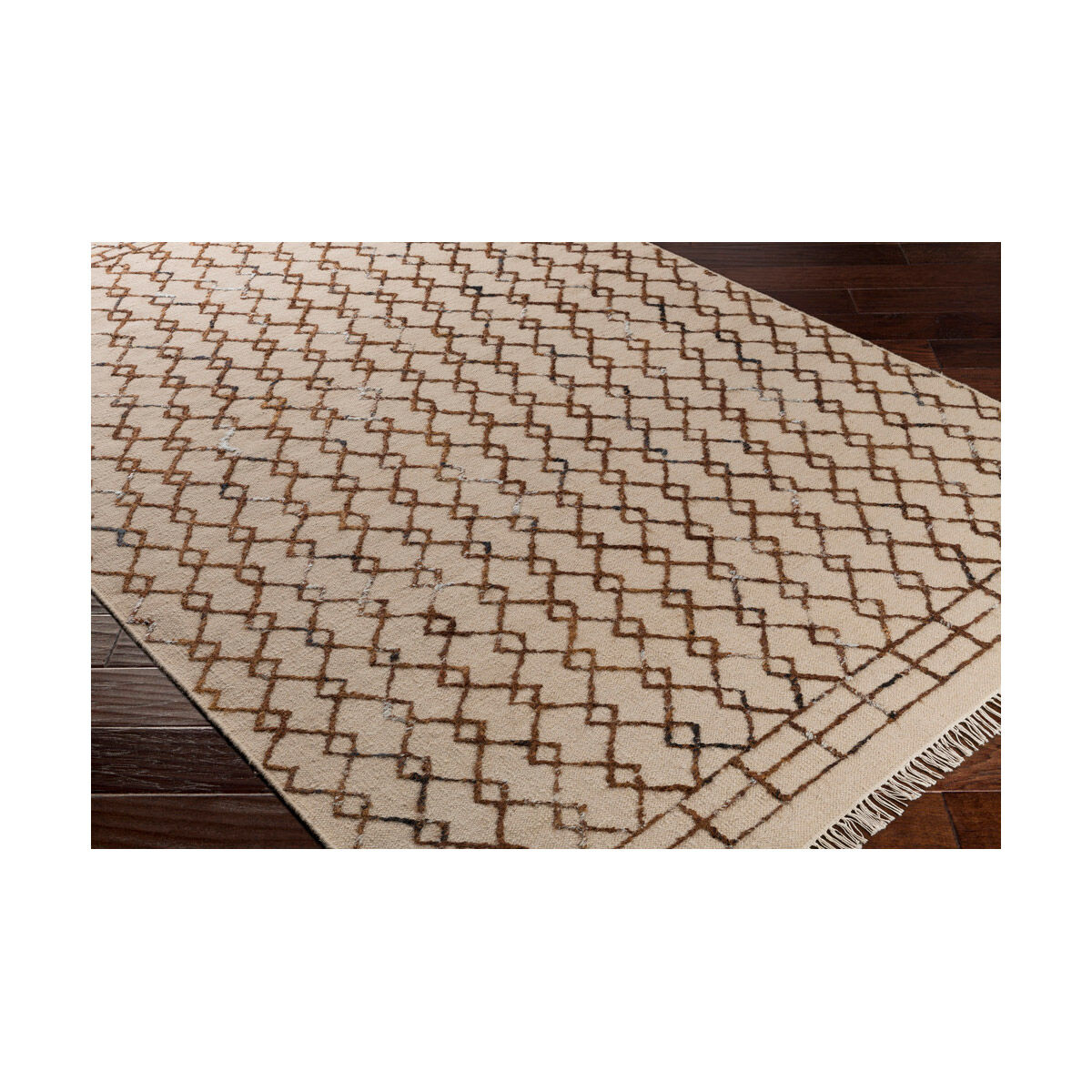 Nettie 120 X 96 inch Neutral and Brown Area Rug, Wool and Cotton