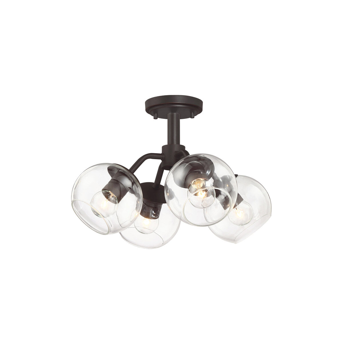 Meridian 4 Light 16 inch Satin Bronze Semi-Flush/Pendant Ceiling Light, Convertible to Semi-Flush Mount