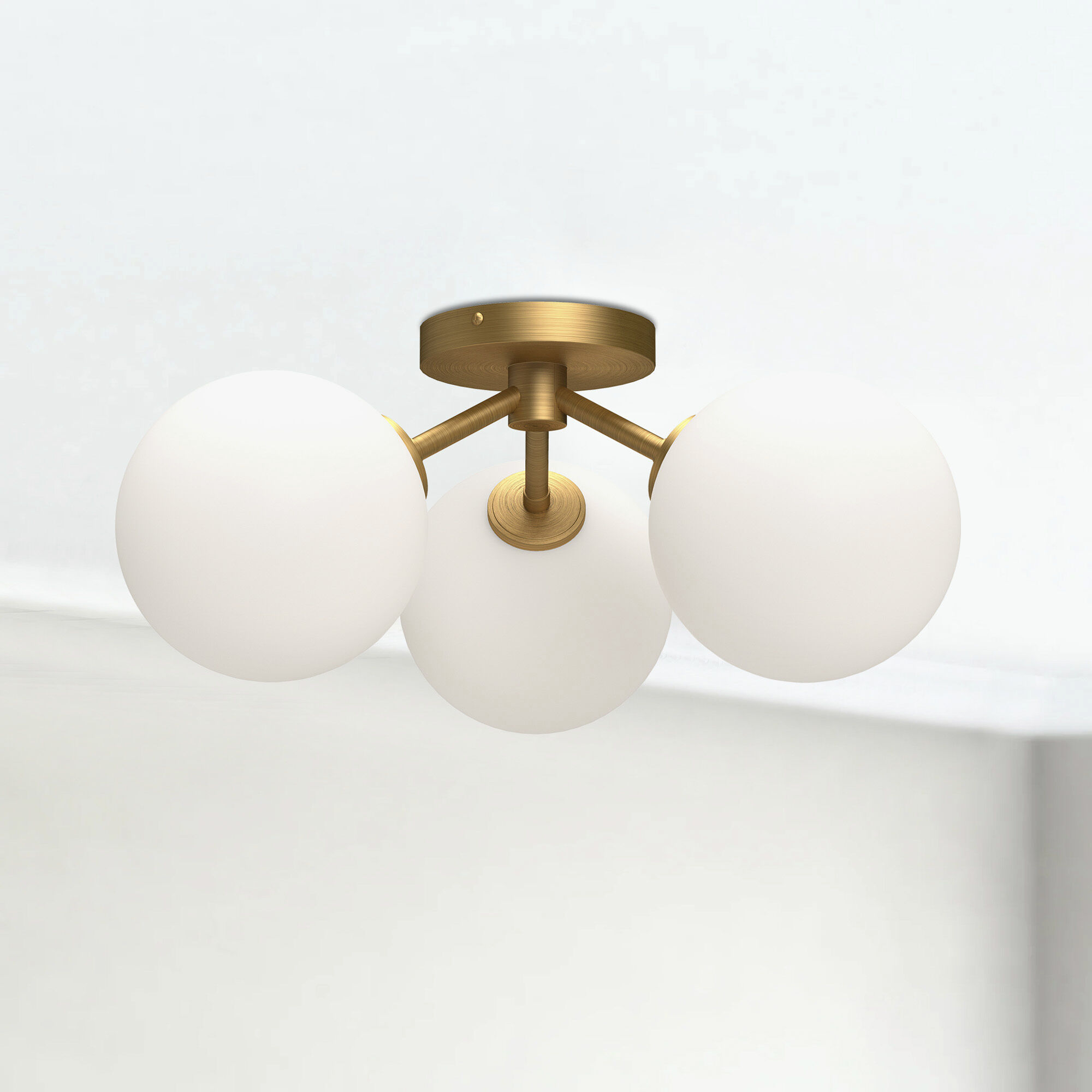 Alora Mood Cassia 3 Light 17.75 inch Aged Gold/Opal Matte Glass Semi-Flush Mount Ceiling Light in Matte Opal Glass
