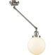 Large Beacon 21 inch 100 watt Satin Nickel Swing Arm Wall Light in Brushed Satin Nickel, Matte White Glass, Franklin Restoration