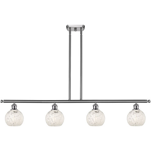 Ballston White Mouchette 4 Light 48 inch Brushed Satin Nickel Stem Hung Island Light Ceiling Light