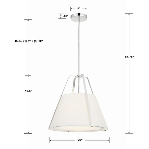 Fulton 3 Light 20 inch Polished Nickel Chandelier Ceiling Light