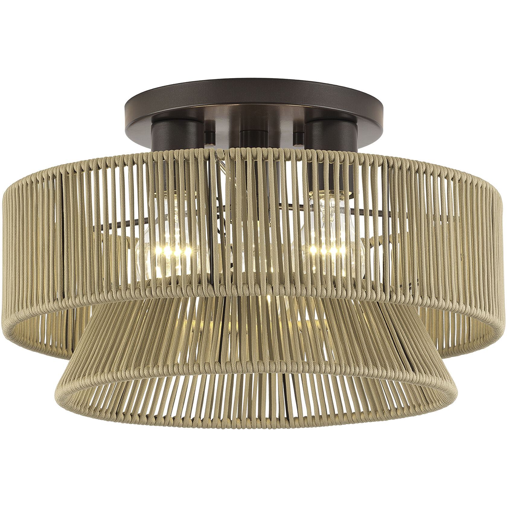 Florell 3 Light 15 inch English Bronze Semi Flush Mount Ceiling Light, Large