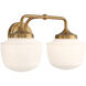 Cornwell 2 Light 16 inch Aged Brass Bath Vanity Wall Light