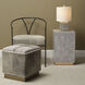 Easton 17.5 inch Grey Hide on Hair and Antique Brass Ottoman